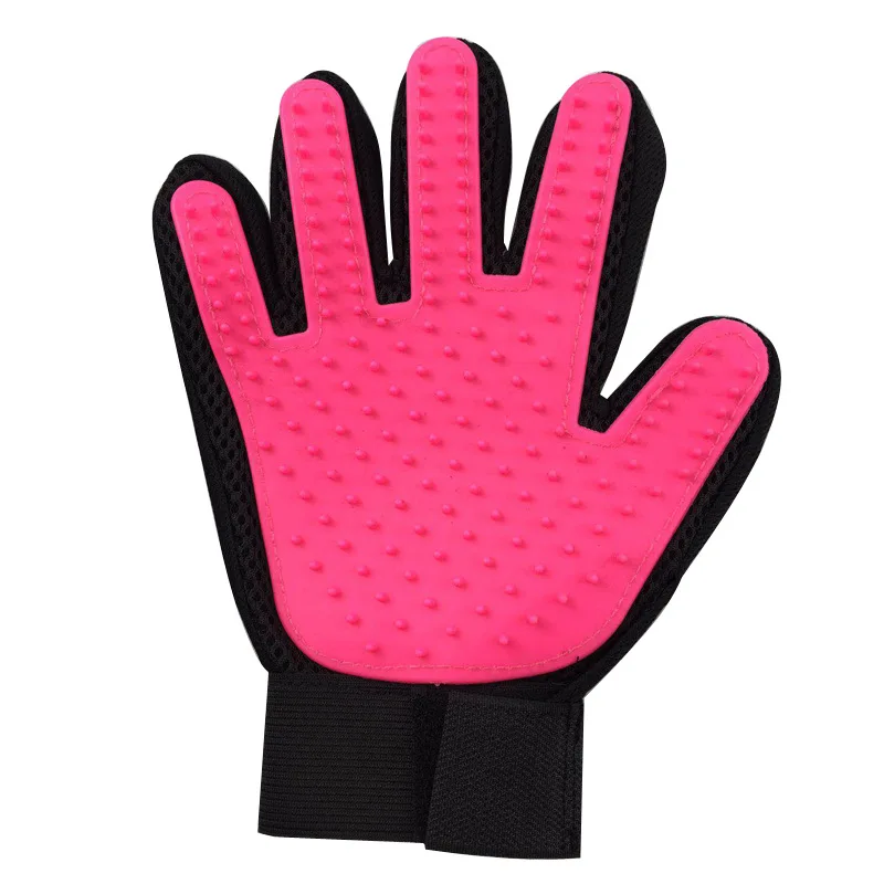 Перчатка-щетка для домашних животных, эффективные и мягкие перчатки для домашних животных, одноразовые перчатки для собаки, аксессуары для чистки кошек, перчатки для домашних животных, гребень - Цвет: pink left