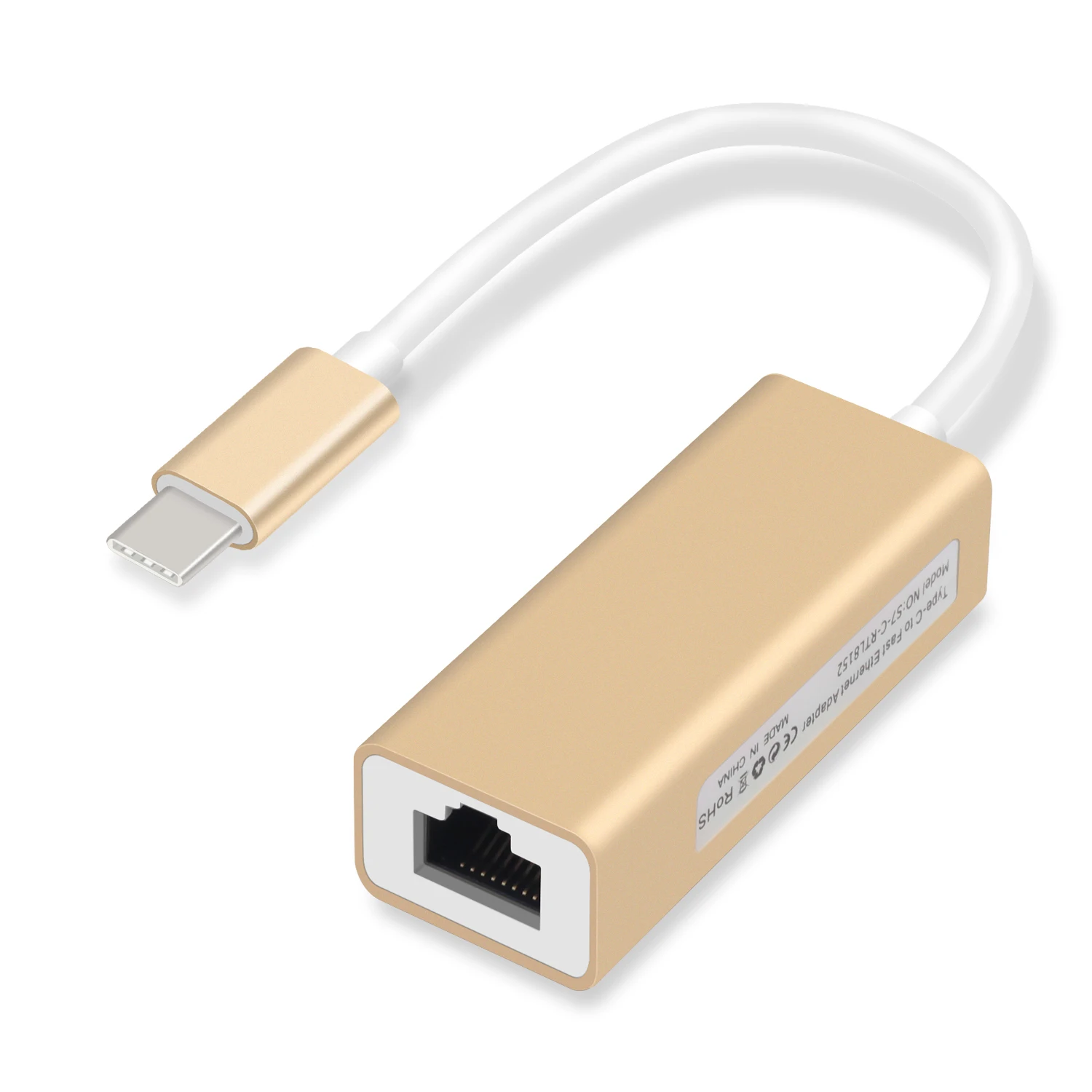 Внешний проводной USB C Ethernet адаптер сетевой карты Тип usb-C для оптоволкна вай-RJ45 локальной сети для MacBook Windows 7/8/10 ноутбука 10/100 Мбит/с - Цвет: Gold