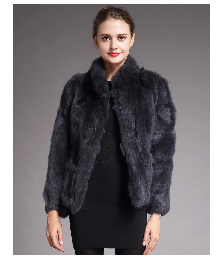Высококачественное пальто из натурального меха, модное пальто из натурального кроличьего меха, элегантная женская зимняя верхняя одежда с воротником-стойкой, куртка из кроличьего меха
