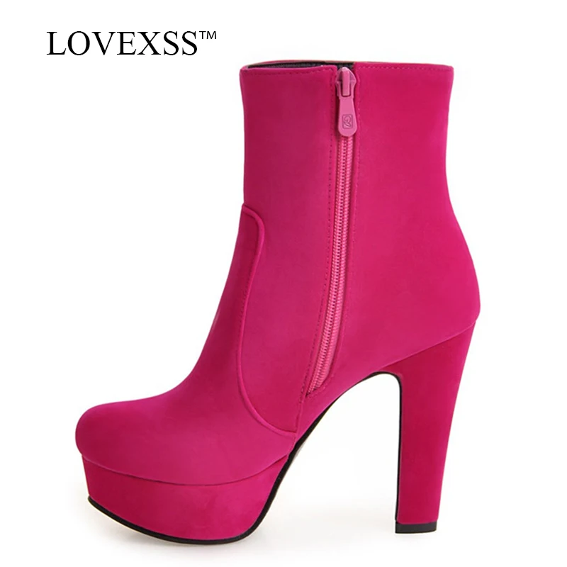 

LOVEXSS Woman Black Crystal Martin Boots Plus Size 33 43 Red High Heeled Shoes Winter Fashion Pink String Bead Ankle Boots 2018