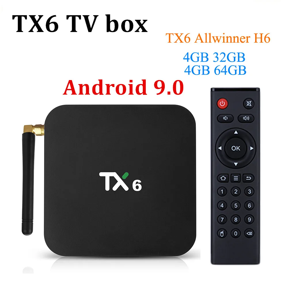 

Tx6 android tv box Android 9.0 Allwinner H6 4K 4GB/32GB BT Wifi Youtube H.265 TX6 Media Player smart tv box Set Top Box