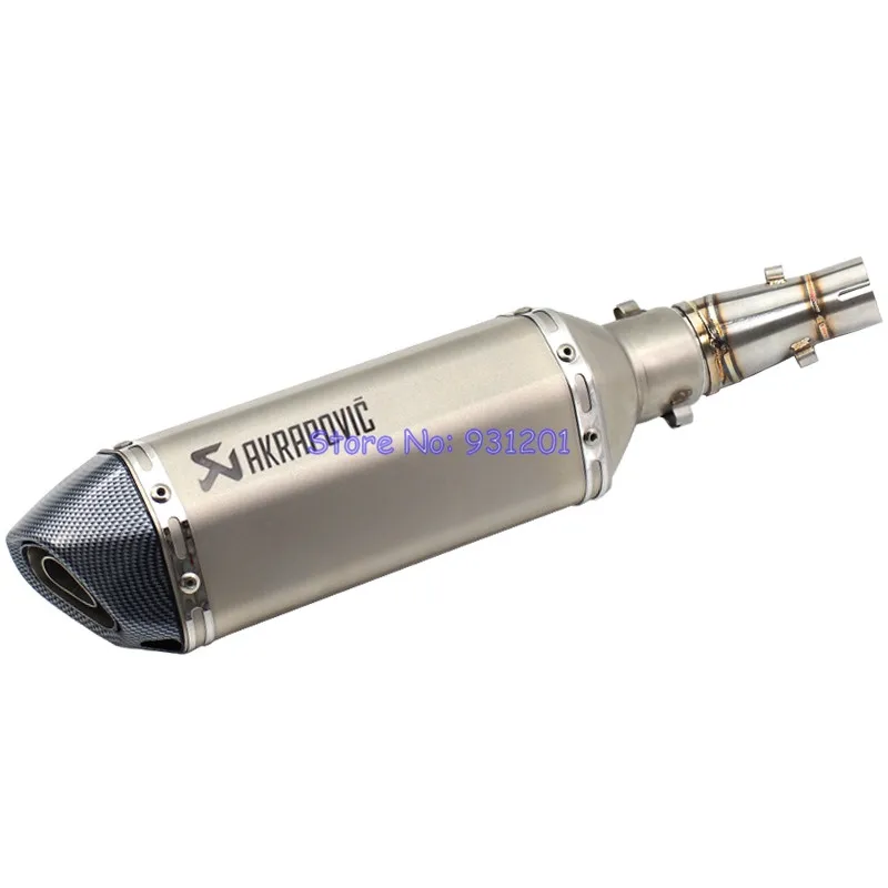 

Motorcycle Akrapovic Exhaust Pipe Muffler Slip On for Kawasaki Z250 Z300 NINJA250R JINJA300 Connect Mid Link Pipe with Muffler