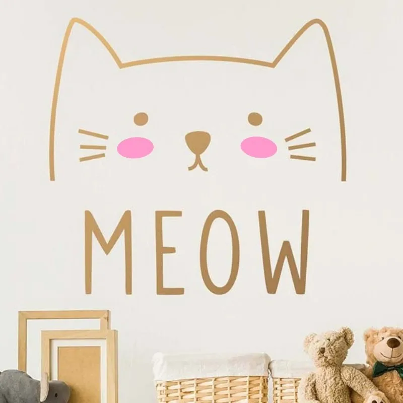Cute Cat Wall Sticker Kids Bedroom Decor Art Mural Home Decoration for