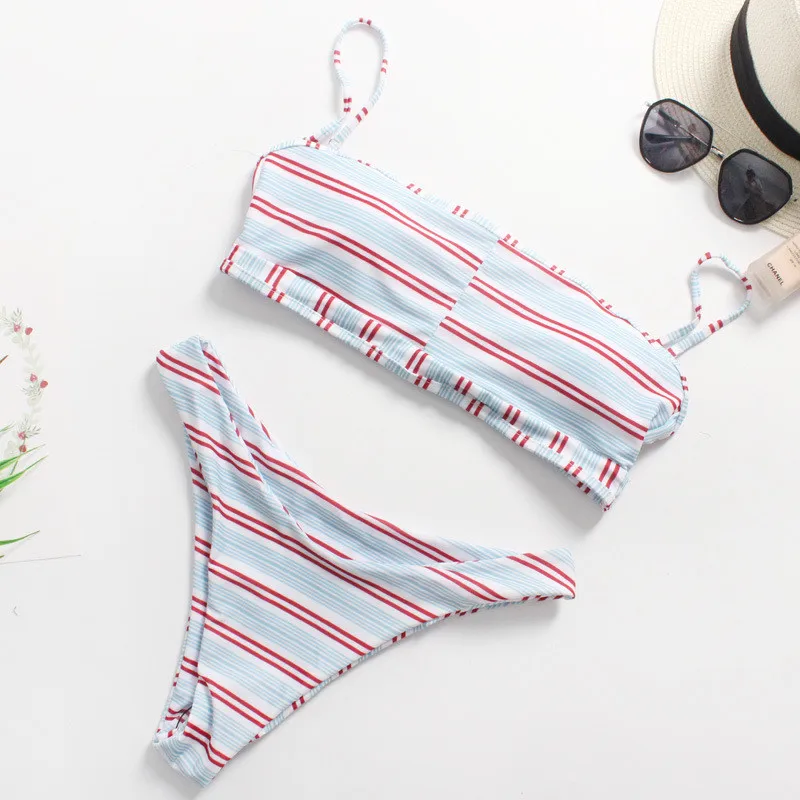 

Funfeliz Strapless Bikini Swimming Suit for Women 2018 Push Up Bikini set Sexy Bodysuit Women Swimwear Bowtie Off Shoulder