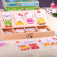 Развивающая игрушка деревянная одежда платье с котом изменение соответствия клада коллокации стерео головоломка игра-головоломка детский подарок 1 шт