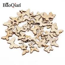 60 шт. Натуральный Деревянный смешанный размер бабочки вырезы DIY Деревянные Ремесло украшения для семейного альбома искусство Свадебные украшения