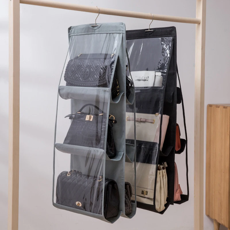 Тканевые пылезащитные прозрачные вакуумные пакеты для одежды сумка для хранения висячие Сумки Бытовая отделка шкаф стеллаж для хранения с крюком
