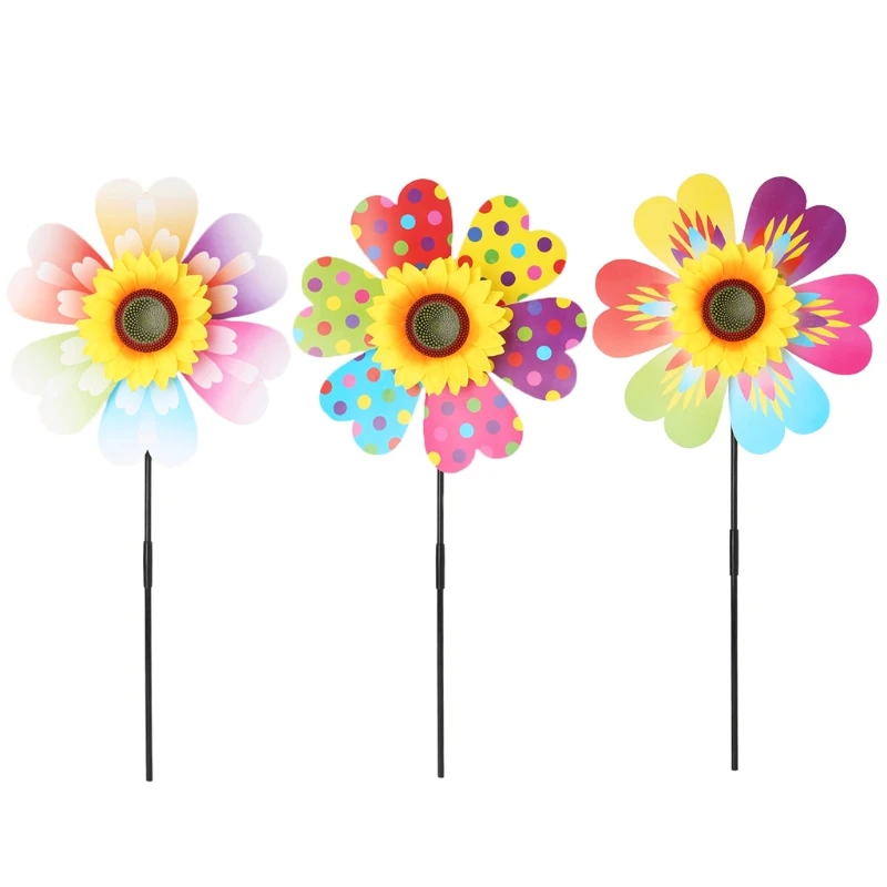 

Windmill Kid Toys Sunflower Decoration Garden Ornaments Colorful Outdoor Spinner