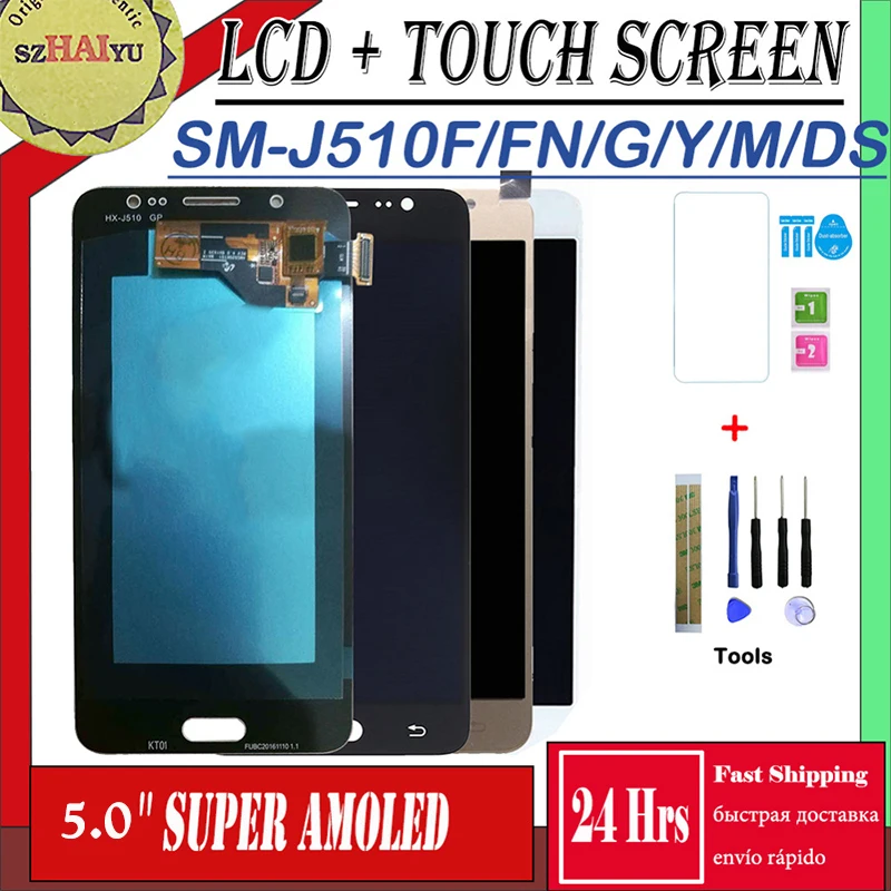 

Super AMOLED LCD For Samsung Galaxy J5 2016 J510 J510F J510FN J510G J510Y J510M / DS Screen LCD Display 5.0'' HD Touch J510 LCD
