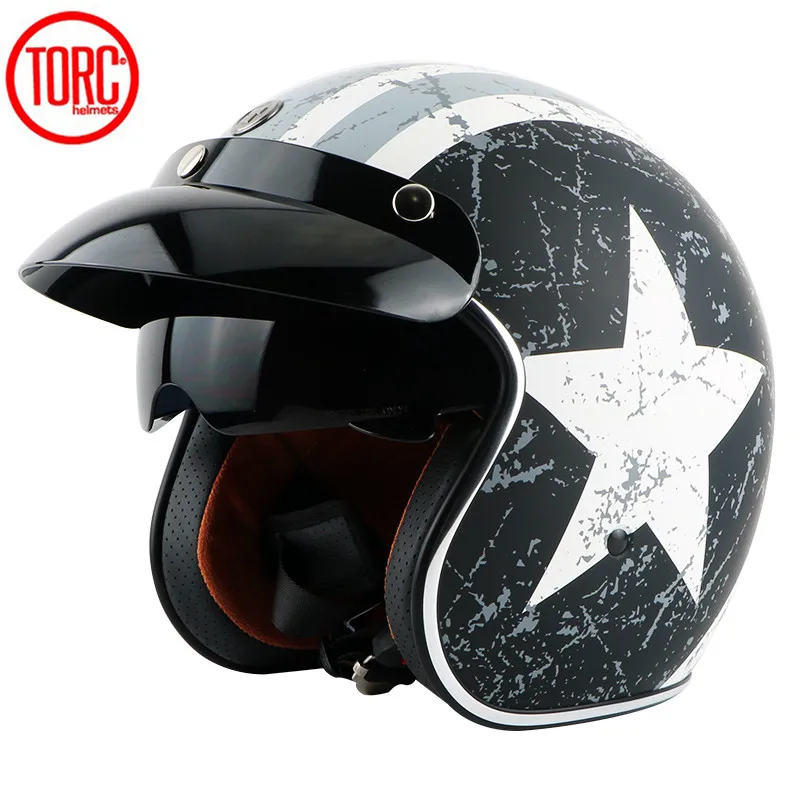 TORC T57 moto rcycle шлем casco capacete винтажные moto cross шлемы moto racer moto rcycle скутер 3/4 ретро открытый шлем ECE - Цвет: T57 rebel star