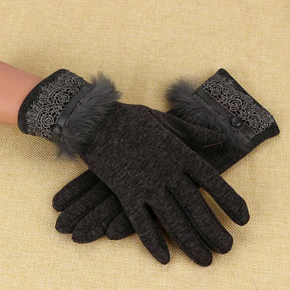 Women Female Gloves Winter Warm Cashmere Keep Warm Driving Full Finger Gloves Touch Screen ladys Glove luvas guantes 18Nov - Цвет: Gray