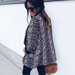 Новые модные женские туфли Тонкий OL Костюм Повседневное Блейзер Leopard крутое пальто Верхняя одежда с длинными рукавами v-образным вырезом