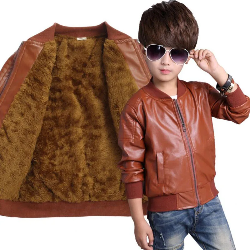 jaqueta de couro de criança