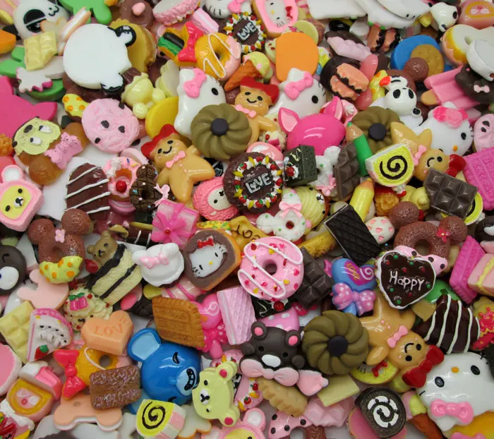 

100Pcs Animal Cake Series Mixed Decoration Crafts Beads Frame Flatback Cabochon Scrapbook Kawaii DIY Embellishments Accessories