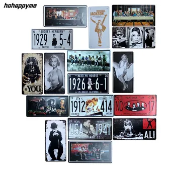 

Cinema Poster Car License Plate Vintage Metal Signs retro Tin Plaque Vintage Home Decor Living Room Wall Bar Decoration 15x30cm
