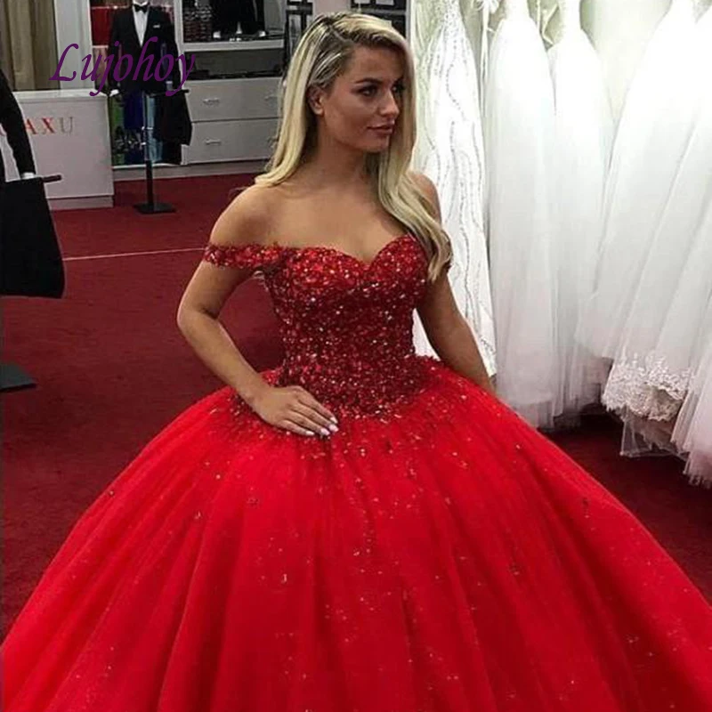 Роскошное красное платье Quinceanera бальное платье с фатиновой юбкой Плюс Размер 15 лет шестнадцать сладкий 16 платье выпускного вечера платья дебютанток