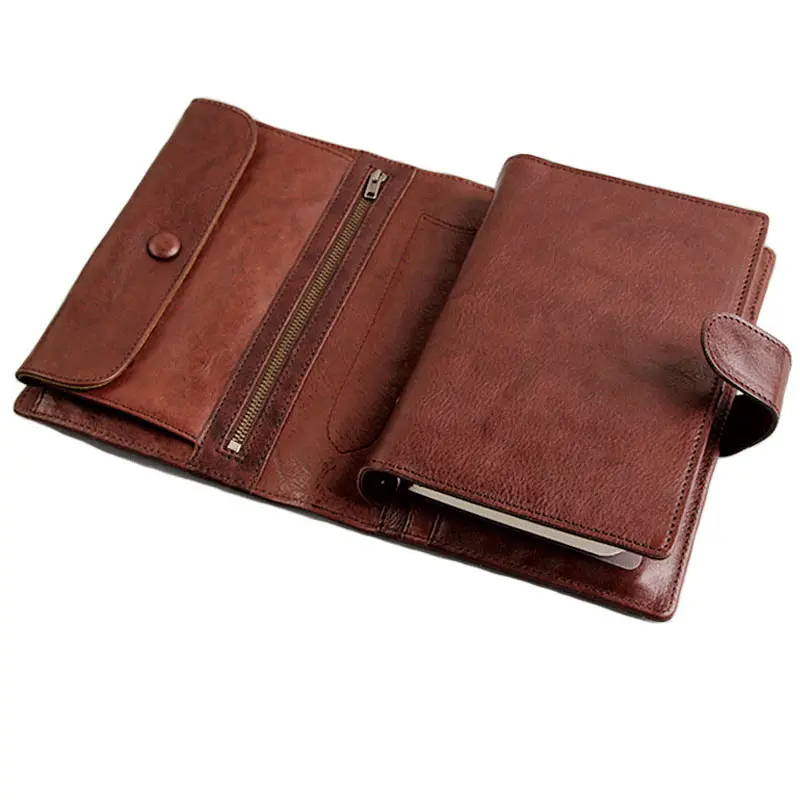 Yiwi записная книжка из натуральной кожи ручной работы, винтажный дневник из воловьей кожи, Дневник для путешествий, записная книжка, планировщик, подарок - Цвет: Red Brown