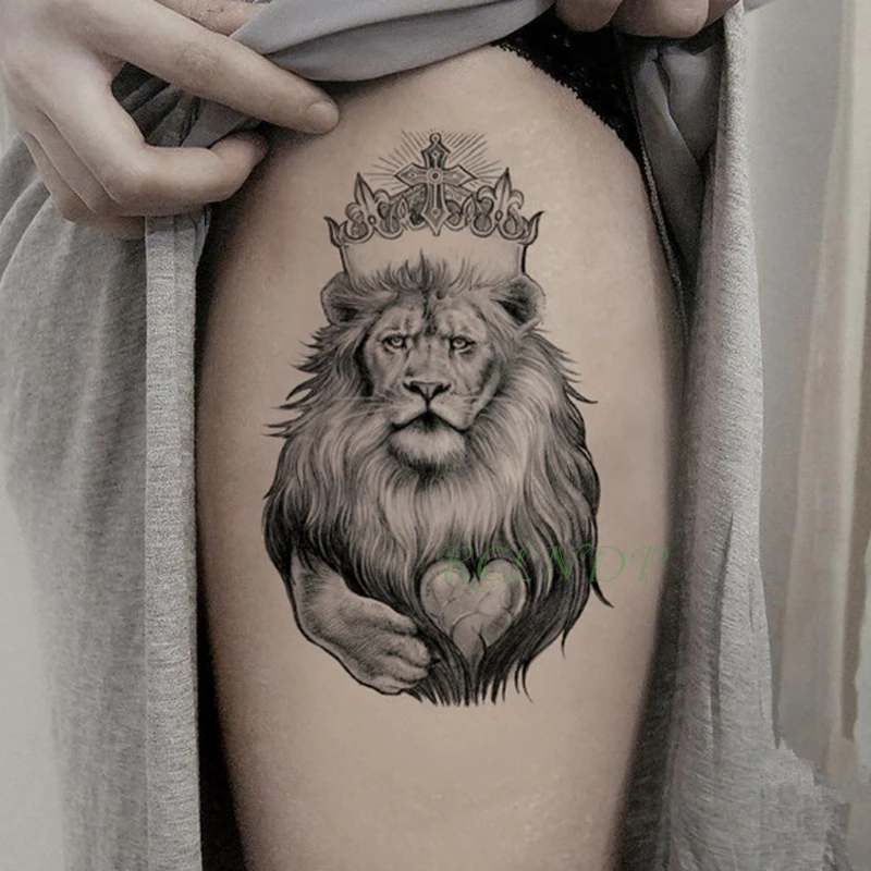 Водонепроницаемые временные тату наклейки Король Лев Корона сердце поддельные тату флэш тату боди-арт татуировки для девушек женщин мужчин детей