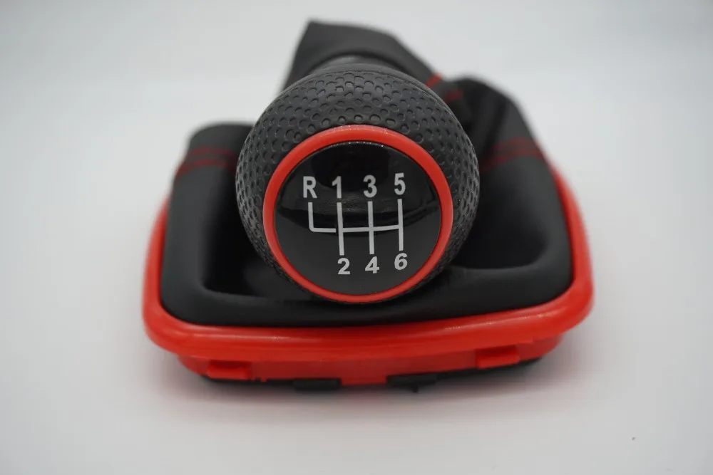12mm 6 Speed Red Frame Gear Shift Knob Lever Shifter Gaiter Boot For