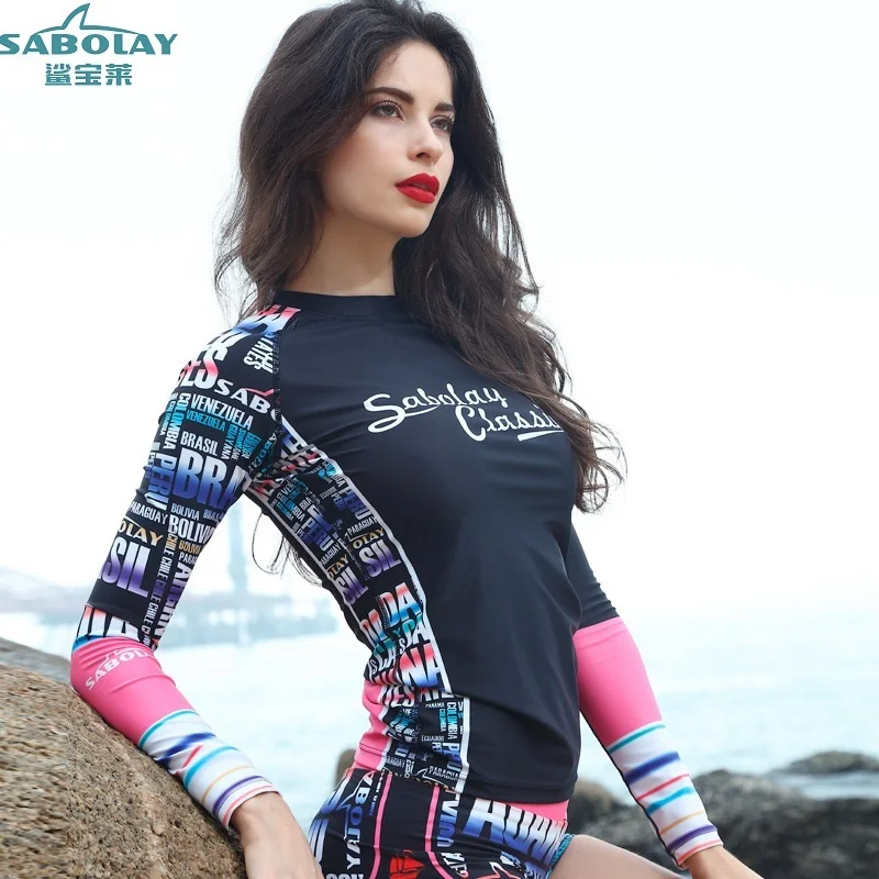 

SABOLAY Korean diving suit women Black Beach clothes Snorkeling water surfing suits Sun protection anti-friction swimsuit