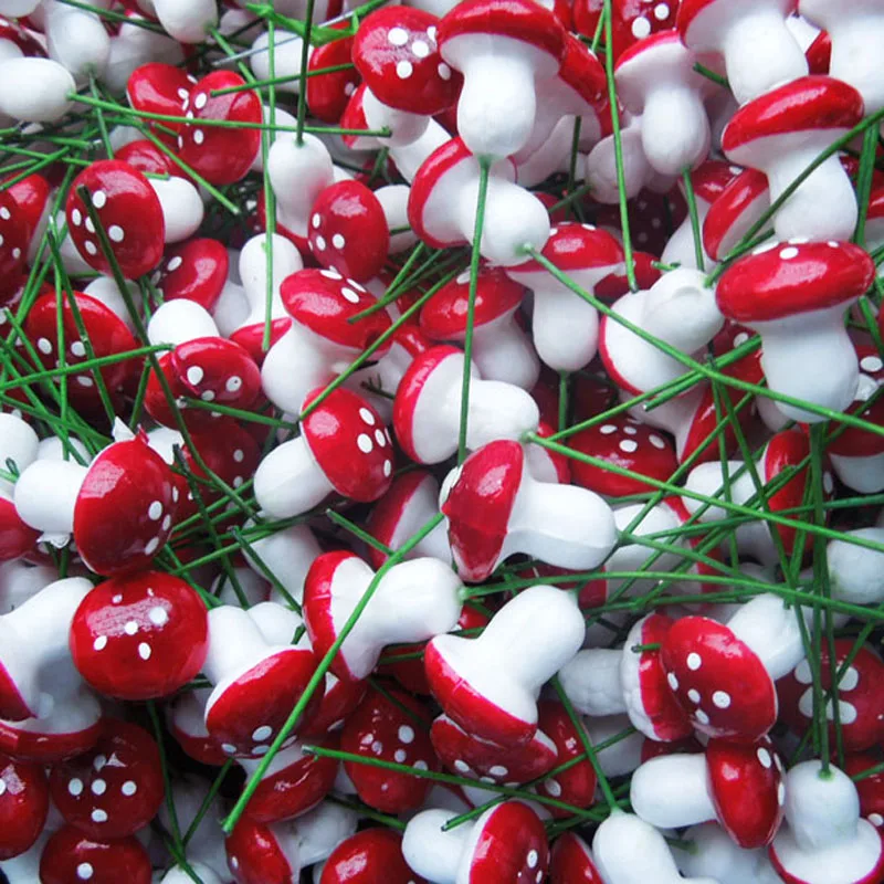 

100 шт./лот, 16*20 мм, пенопластовые грибы с стволом, искусственные мини-милые домашние украшения, свадебные цветы, грибы, поделки «сделай сам»