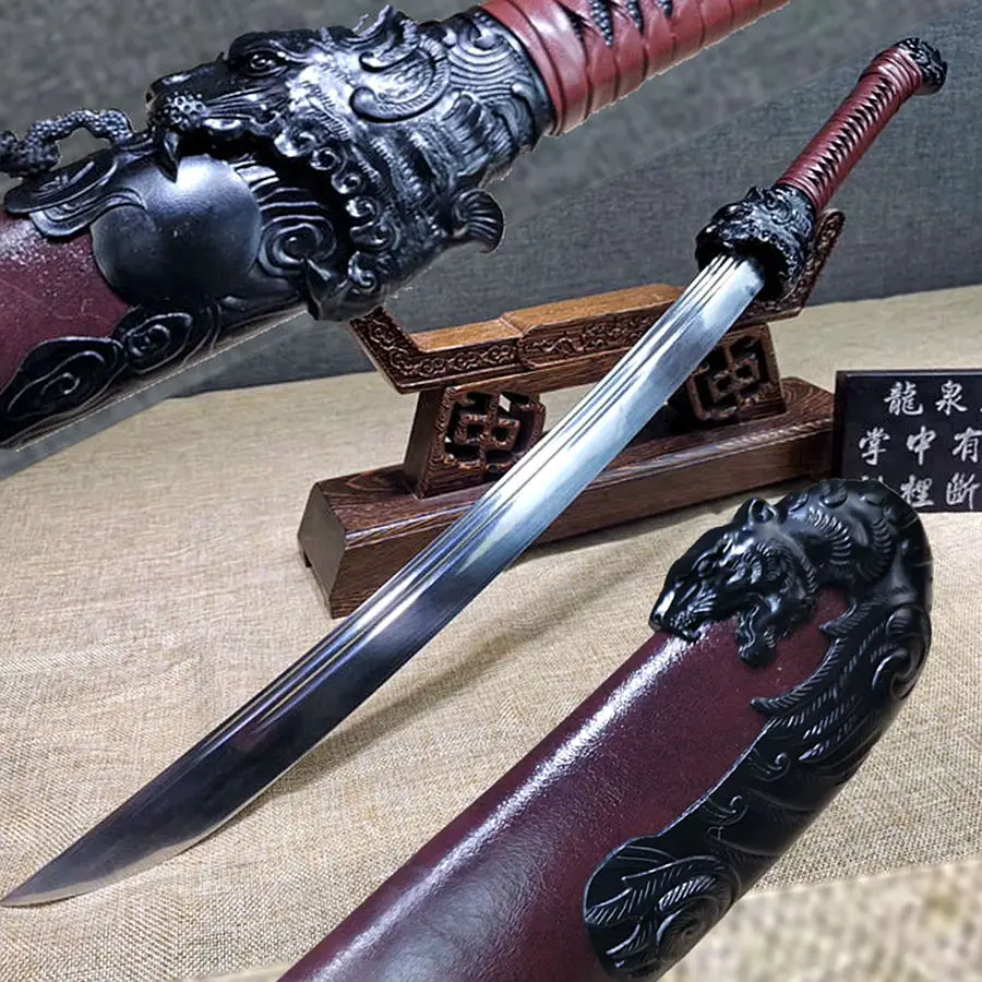 Китайский кунг фу голова тигра Da дао вушу меч из высокоуглеродистой стали 1095 острый Азиатский боевой нож меч|Мечи| | АлиЭкспресс