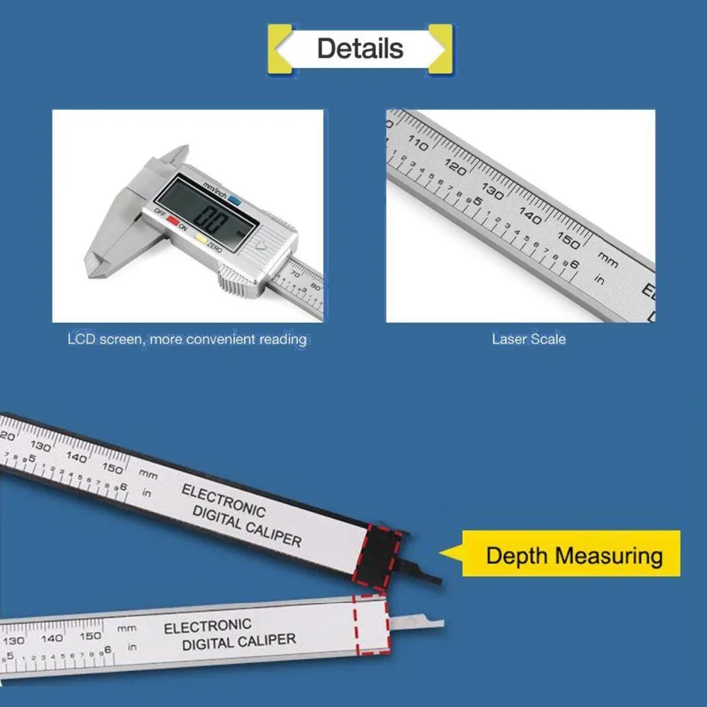 

6" 150mm LCD Digital Vernier Caliper Micrometer Measure Tool Gauge Ruler Swimming special