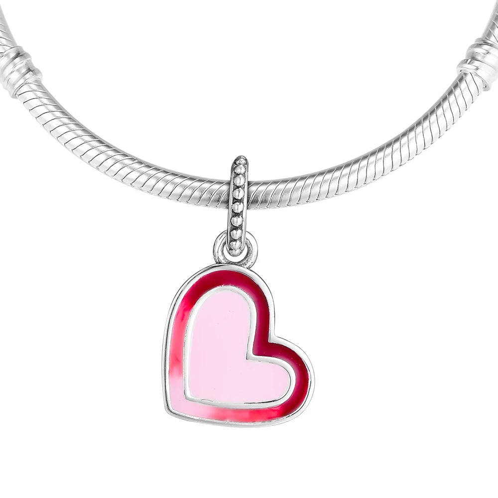 

DIY Fits for Pandora Charms Bracelets Asymmetric Heart of Love Beads 100% 925 Sterling-Silver-Jewelry Free Shipping