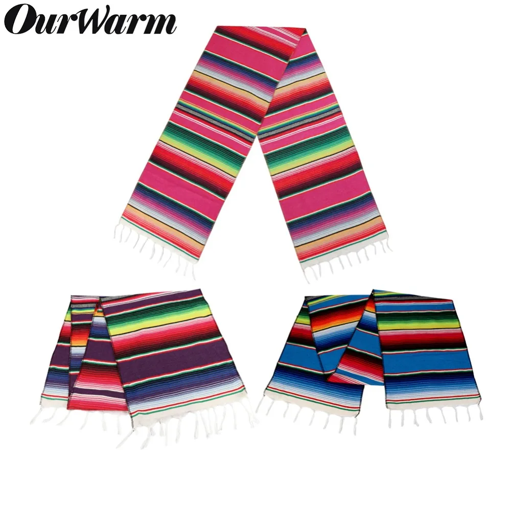  OurWarm Fiesta Themed Party Table Runner Cinco De Mayo Celebration Party DIY Decorations Mexican Se