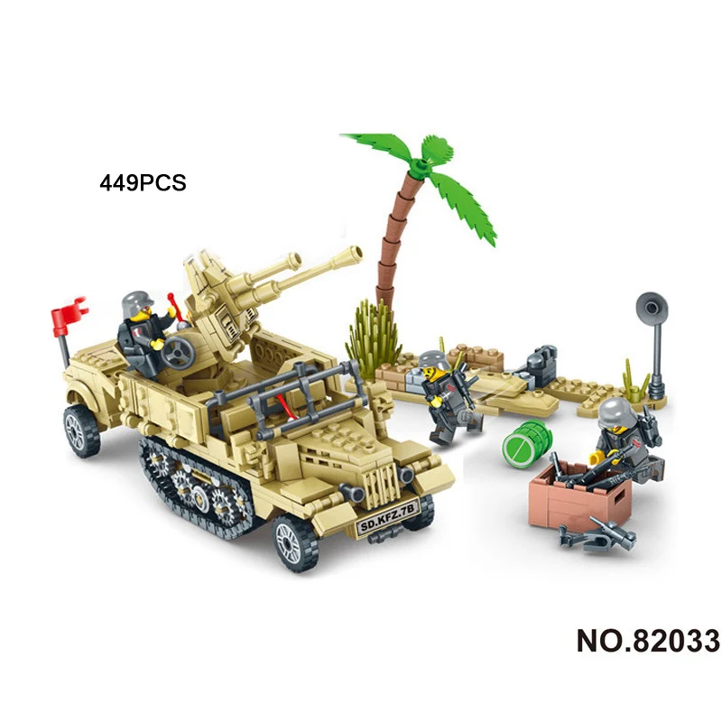 

WW2 Germany Caucasus Eagle Team figures batisbricks SD.KFZ.7B Half-Tracked Antiaircraft Gun block world war army minifigs toys