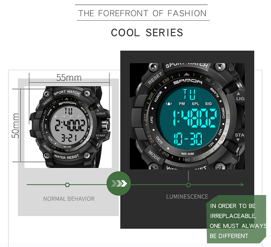 SANDA новые мужские спортивные часы для скалолазания лучший бренд электронные цифровые часы светодиодный водонепроницаемые мужские часы