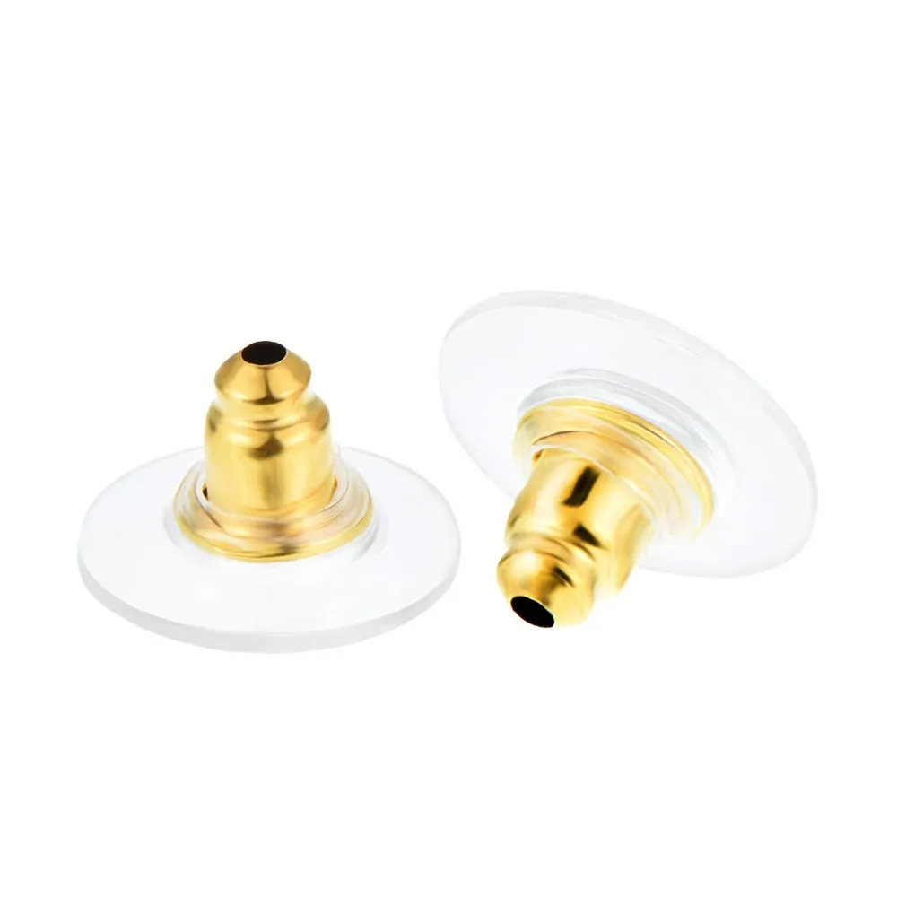 

100pcs DIY Craft Accessories Silicon Stud Earring Back Stoppers Ear Post Nuts Jewelry Findings Components Gold and Silver