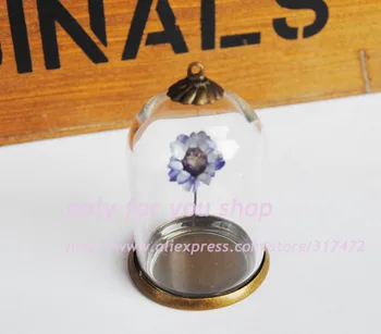

50sets 38*25mm Glass dome vial Pendant Memory Locket Globe Bubble vial Pendant (glass+blank base+cap)