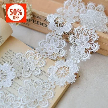

hot sale 6cm flower double high soluble lace embroidery lace DIY manual material High-quality
