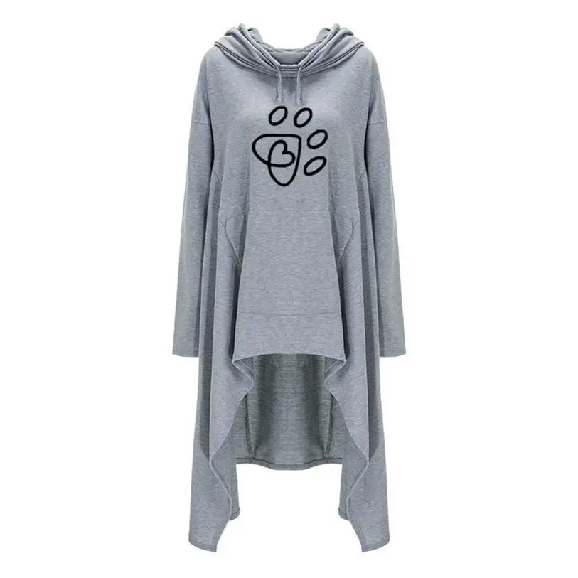 For Women Letters Print Long Irregular Sweatshirts Tops Hoodies Women Kawaii Girls Youth Frauen Casual Plus Size Creative