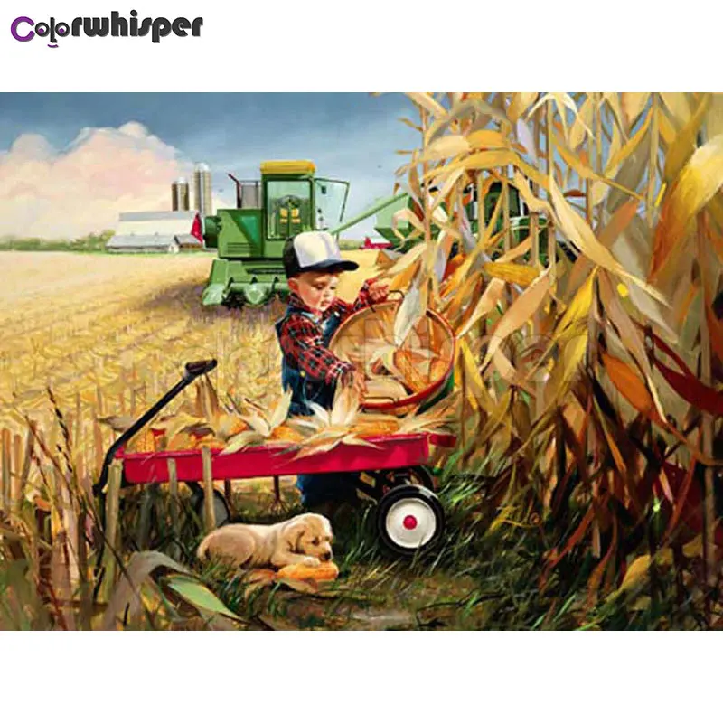 Алмазный рисунок/круглая Алмазная вышивка "Трактор урожай кукурузы страна жизни" вышивка-мозаика стразами украшения 228DP - Цвет: 1