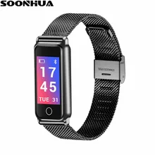 SOONHUA Y8 Нержавеющая сталь браслет Сенсорный экран Водонепроницаемый сердечного ритма крови Давление для отображения данных по содержанию кислорода в крови Металл смарт-браслет