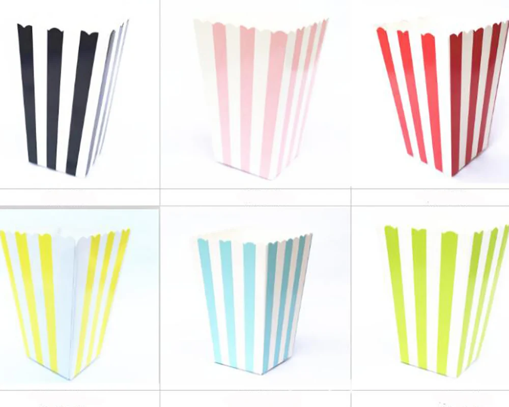 

12Pcs Striped Favor Candy Treat Popcorn Boxes for Wedding Party Supply Baby Shower Decoration Christmas Birthday Party Gifts