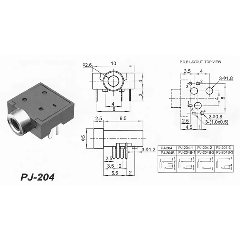 100pcs Headphone Jack 2 5mm Audio Socket Connector Plug PJ 204 Copper Head Pin For Walkie Talkie Dedicated