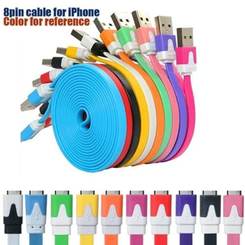 

Wholesale 1M 2M 3M Flat Noodle Colorful Sync Data Charging Charger Adapter USB Cable for iPhone Xs Max XR X 8 5 6 7 Plus 100pcs