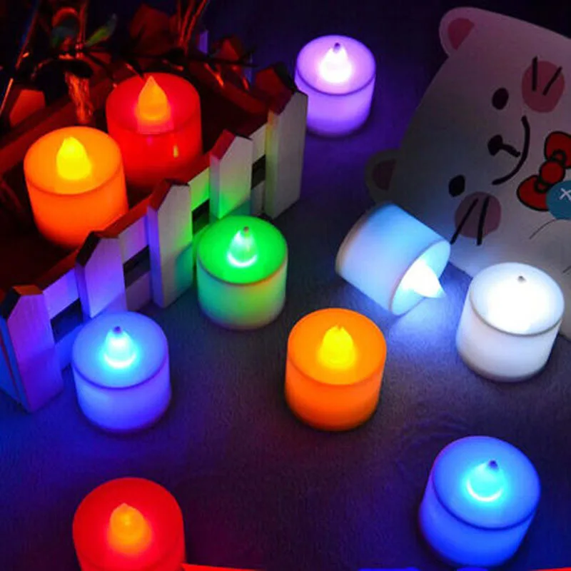 24pcs Flickering Flicker Flameless 7 Change Color LED Tealight Tea