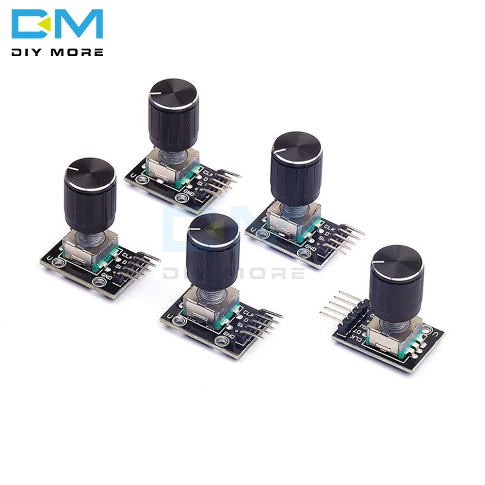 

5PCS KY-040 360 Degrees Rotary Encoder Module For Arduino Development Board Brick Switch With Pins With Half Shaft Hole Caps