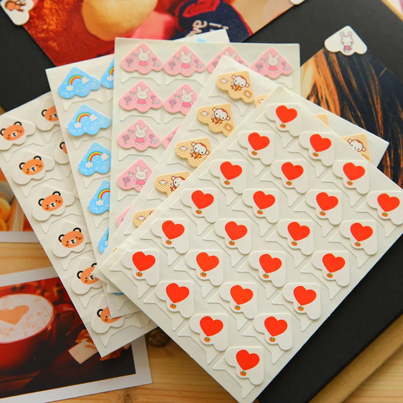24pcs/1sheet DIY Cartoon Corner Cute Paper Stickers for Photo Albums