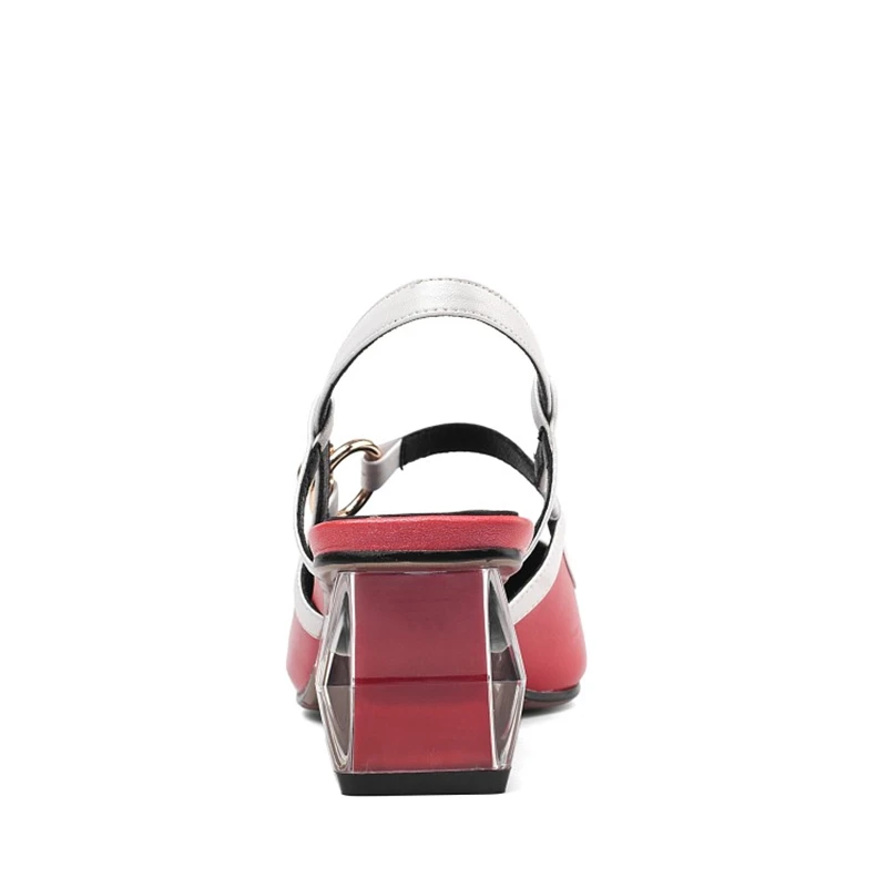 MSSTOR Square Toe Summer Sandals Mixed Colors Sexy Genuine Leather Party Red Sandals Buckle Square Heel Ladies Sandals 2019 5CM MSSTOR Square Toe Summer Sandals Mixed Colors Sexy Genuine Leather Party Red Sandals Buckle Square Heel Ladies Sandals 2019 5CM