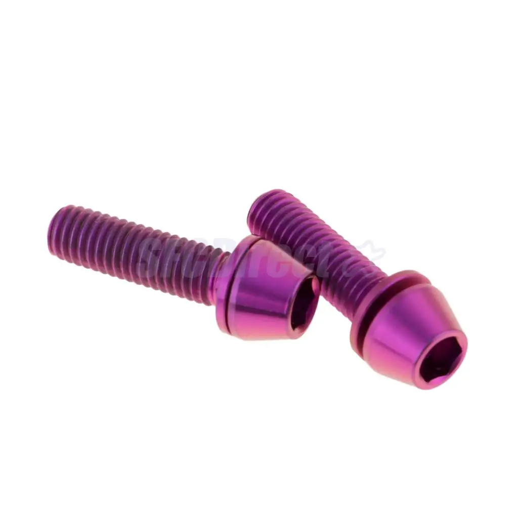2 Pieces High Strength Titanium Alloy M5x16 M5x18 M5x20mm Cycling Bicycle Mountain Bike Bolts Tapered Head Screw + Washer Gasket