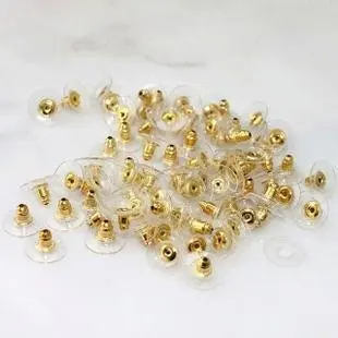 

200pcs Golden Tone Plastic Earring Backs Stoppers Ear Post Nuts W/Pads 11x6mm Jewelry Finding accessories DIY Jewelry Accessory