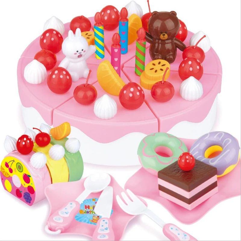 103 шт ABS пластиковые игрушки для торта Детские классические кухонные игрушки 6 различных типов розовые синие подарки для мальчиков и девочек на день рождения и Рождество