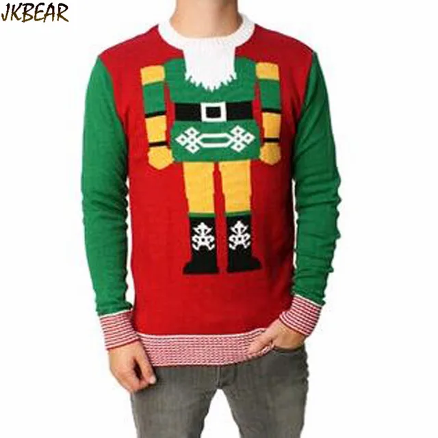 Lovely The Nutcracker Patterned Ugly Christmas Sweaters for Men Plus Size Cute Holiday Jumpers S,XXL