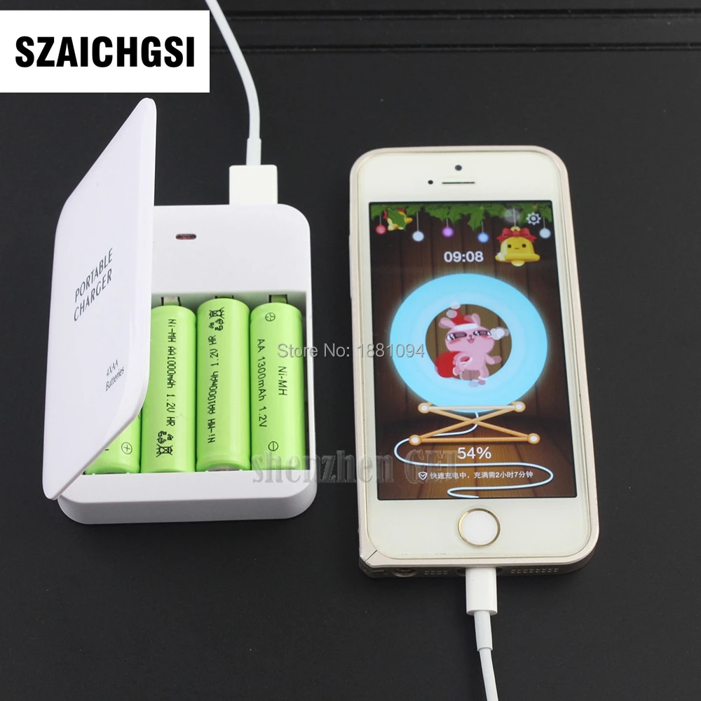 Портативный внешний аккумулятор SZAICHGSI портативный дорожный 4 шт. АА USB зарядное