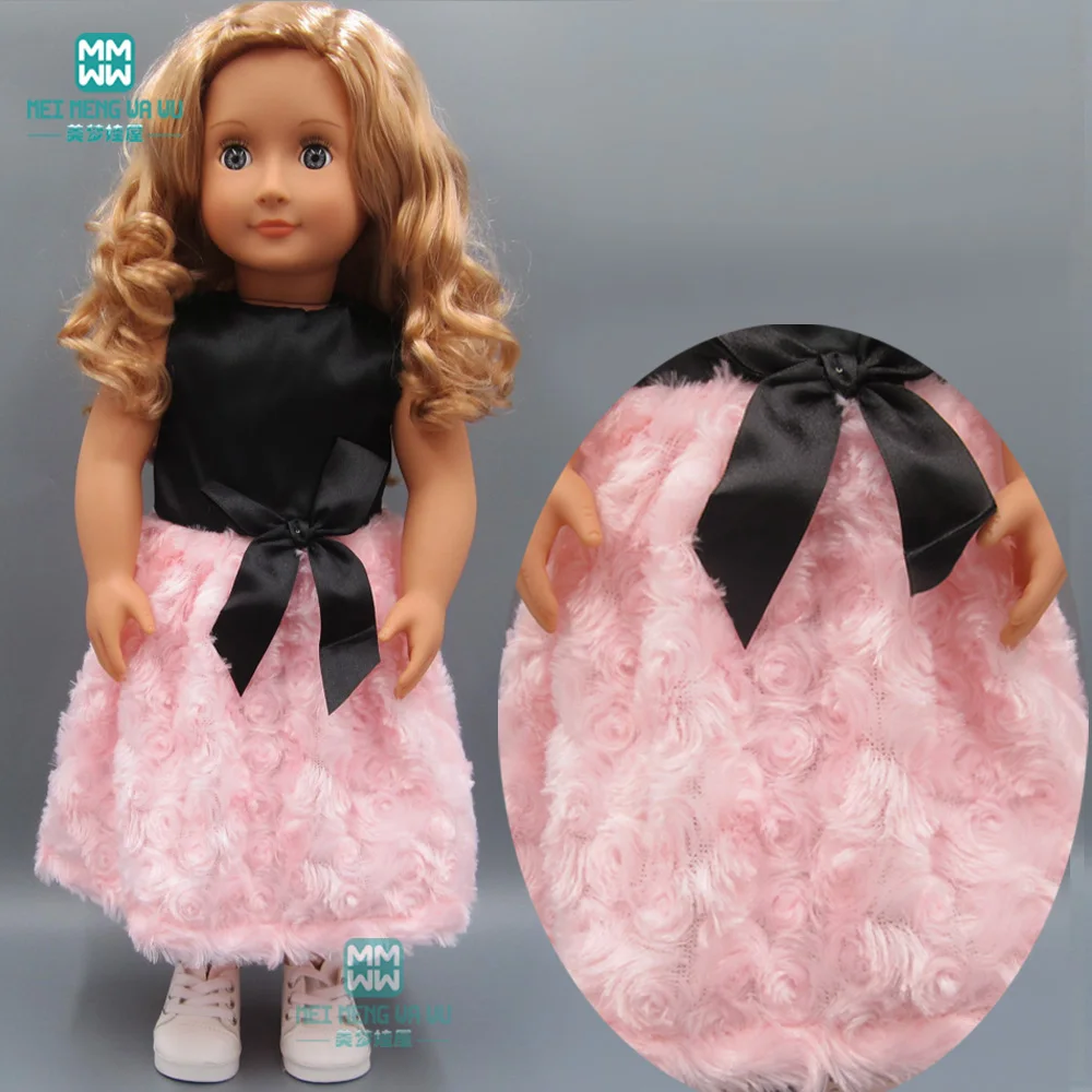 Одежда для кукол 45 см, американские куклы и куклы для новорожденных, аксессуары, модный розовый меховой воротник, пальто+ брюки